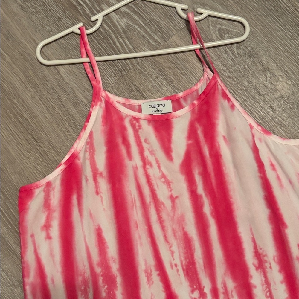 Pink and white cami dress Sz L - Picture 3 of 3